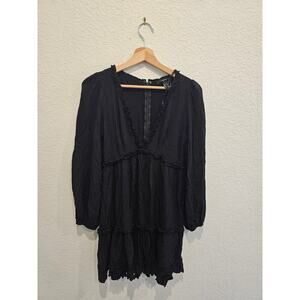 Forever 21 long sleeve boho black dress sz small
